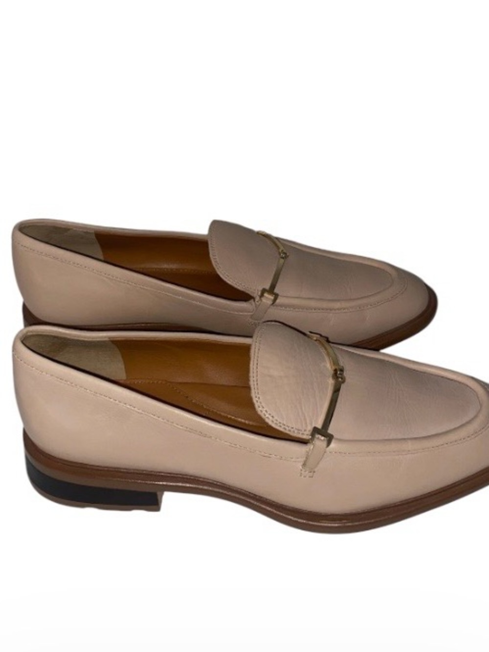 SARTO By Franco Sarto Cream Leather Women's Loafers. Size 8.5 Pre owned